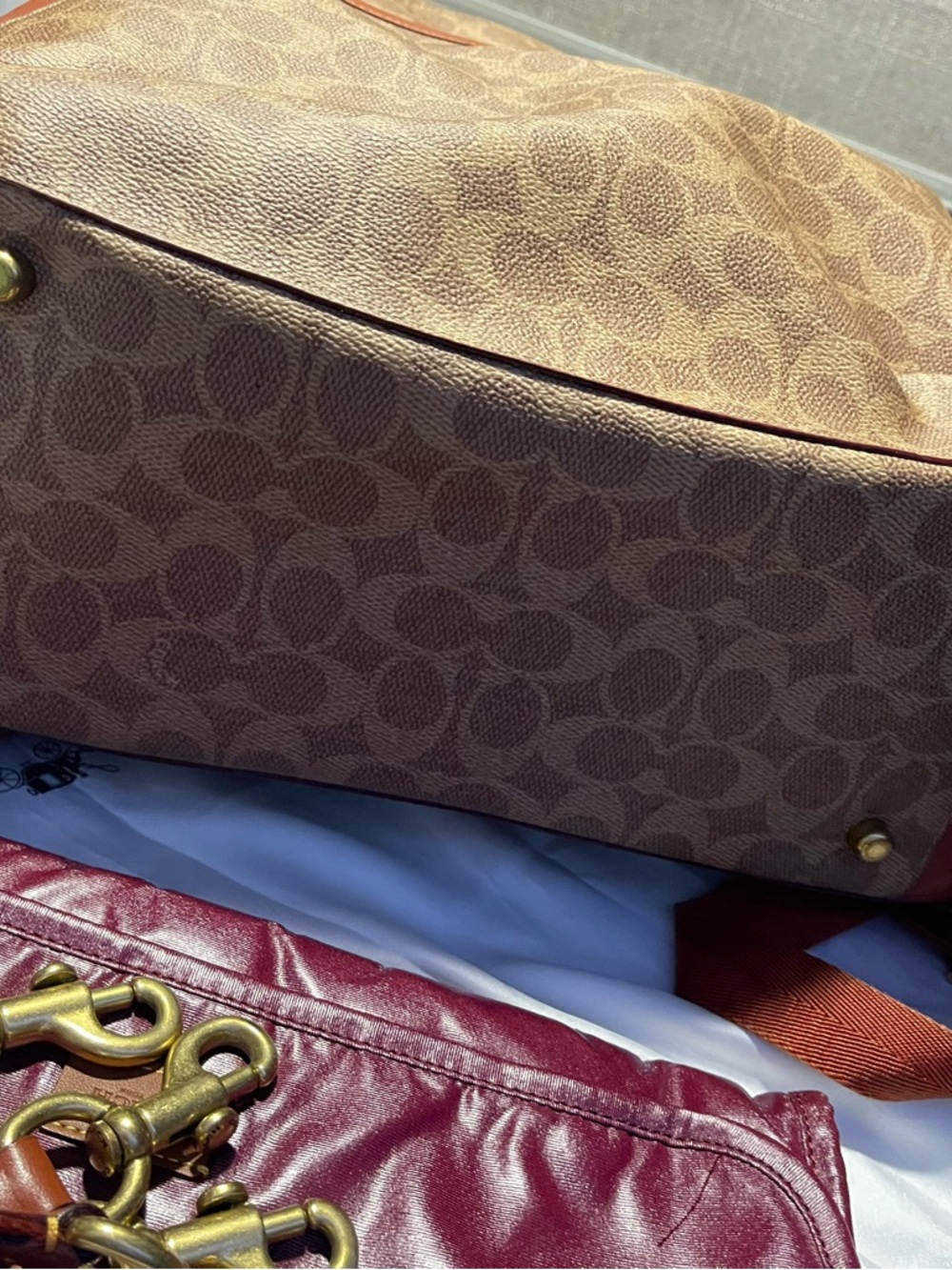 Coach Diaper bag Monogram Canvas Backpack with Brown Leather Trim - Picture 13 of 14